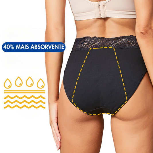 Cuecas para incontinência urinária cintura alta com renda (OFERTA 3X1)